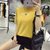 葩葩乐奇2017棉质短袖字母印花T恤女上衣夏季新品rihan7003(黄色 XL)第3张高清大图