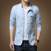 男士风衣外套春季2017潮流韩版学生男装春秋装青年秋季短款夹克衫 M2818(蓝色 XL)