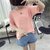 葩葩乐奇2017棉T恤蕾丝字母中袖五分袖上衣女hanshang1126(粉红色 L)第5张高清大图