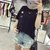 葩葩乐奇2017棉质夏季新款口袋短袖T恤女rihan7017(黑色 XXL)第3张高清大图