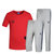 Adidas阿迪达斯男运动T恤短袖休闲运动裤修身针织长裤短裤三件套(红灰 XXL)第4张高清大图