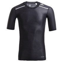 阿迪达斯男装 2016新款速干排汗透气紧身五分袖运动短袖圆领T恤AI9391(黑色 2XL)
