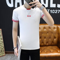 左岸男装 夏季新款韩版男士圆领短袖T恤男生修身纯色上衣潮(白色 XXXL)