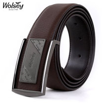 金狐狸Wolsey男士板扣皮带WF655-3啡色(啡色 均码)
