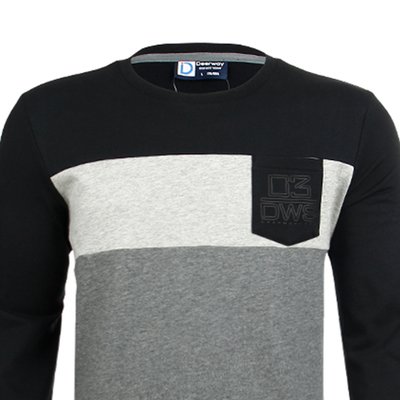 德尔惠deerway 男装2015秋季新款运动圆领长袖卫衣 73511507(纯正黑 s