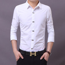BEBEERU 春装休闲男式衬衣 男士修身韩版长袖衬衫 大码衬衫SZ-66(白色)