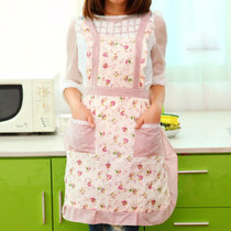韩式厨房围裙 时尚可爱公主家居围裙 双口袋加厚围裙(紫色格子)