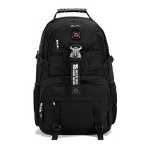 瑞士军刀新款双肩包男包旅行背包商务17寸大容量旅游包电脑双肩背包女(黑色)