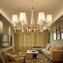 欧菲玛丽 全铜吊灯欧式餐厅客厅卧室复式楼别墅奢华LED灯具(暖色光源 3头餐厅55*43CM)