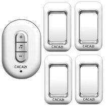CACAZI卡佳斯 W-9918四拖一 家用门铃无线 交流数码电子防水遥控门铃老人呼叫器(银色)