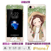 iphone7手机壳硅胶苹果7卡通保护套7代浮雕软壳+送一体钢化膜(草帽女孩 其他)