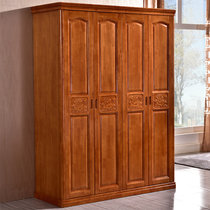 艾莉哲家具 实木衣柜可配顶柜橡胶木大衣柜 3/4/5/6开门平拉衣柜简易hx829(3门衣柜（2.1米高）)