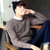 韩版男装2016秋季新款打底针织衫 纯色男式毛衣套头毛衣男(咖啡色 XXL)