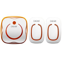 CACAZI卡佳斯 980二拖一 交流数码闪光门铃无线家用远距离遥控电子门铃 防水按钮 老人呼叫器(桔色)
